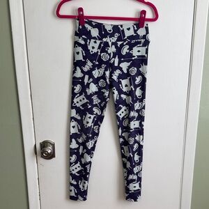 LuLaRoe Leggings Alice in Wonderland theme with Purple and White Patterns